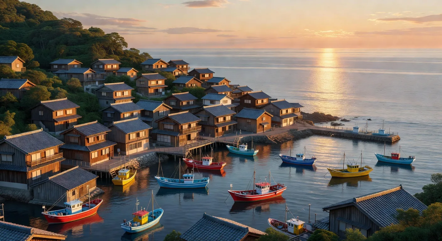 Japanese coastal fishing village