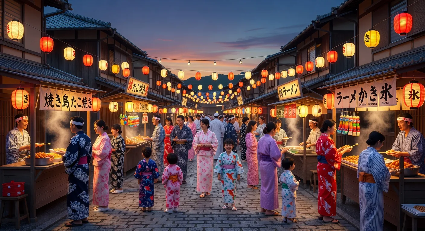 Japanese local matsuri summer festival