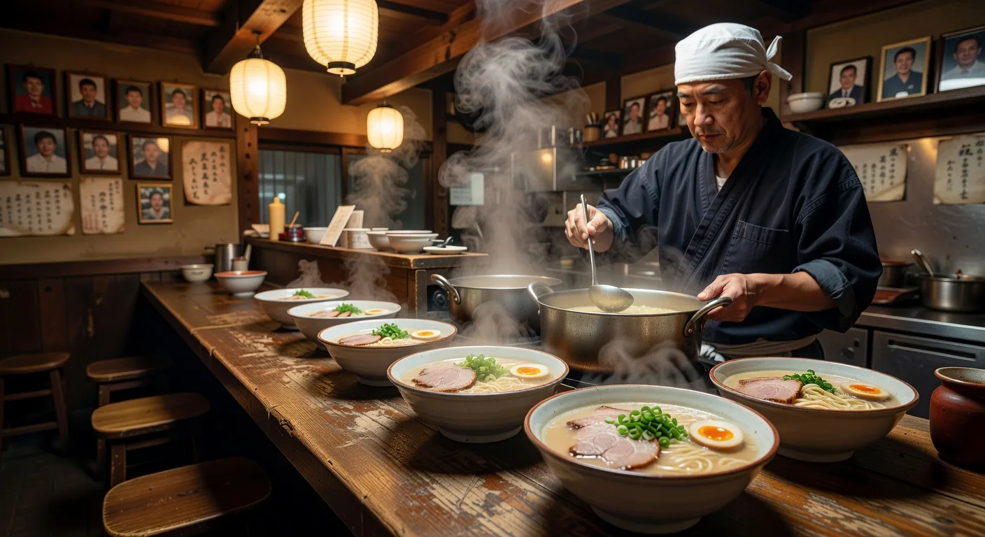 Traditional ramen shop interior Tokyo